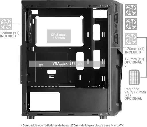 Mars Gaming MC-X2 Black, Glasfenster