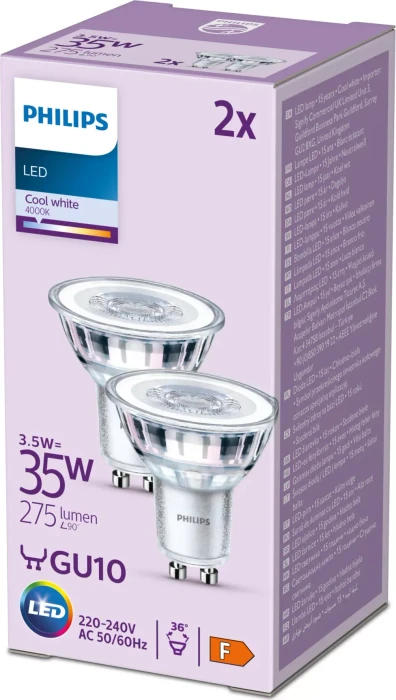 Philips Classic LED Reflektor GU10 3.5W/840, 2 Stück