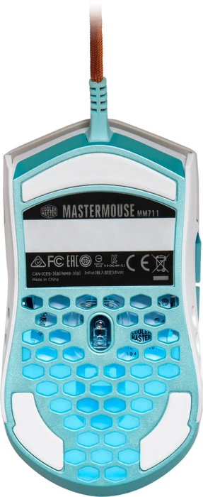 Cooler Master MasterMouse MM711 Retro RGB Gaming Maus grau/hellblau/rot, USB