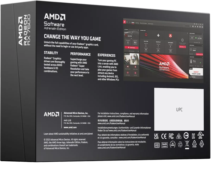AMD Radeon RX 7600, 8GB GDDR6, HDMI, 3x DP