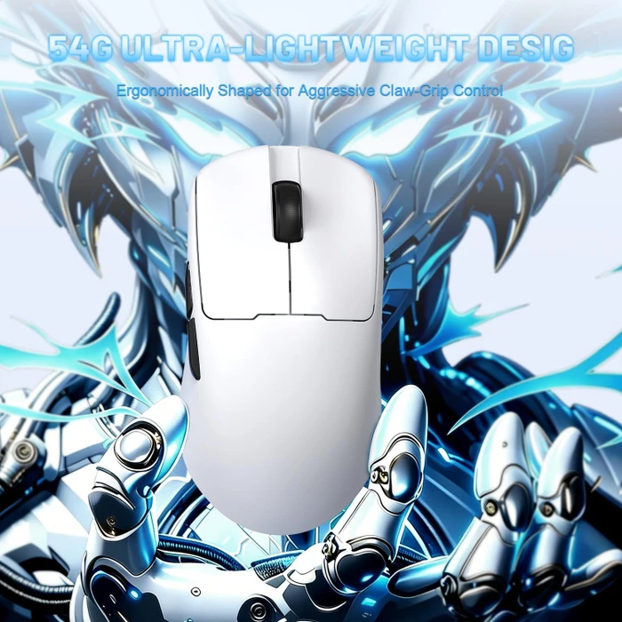 Ajazz AJ159 V2 Wireless Gaming Mouse mit Akku-Ladestation, weiß, USB/Bluetooth