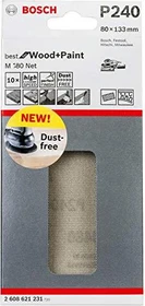 Bosch Professional M480 Best for Wood and Paint Gewebeschleifblatt K150, 80x133mm, 10 Stück