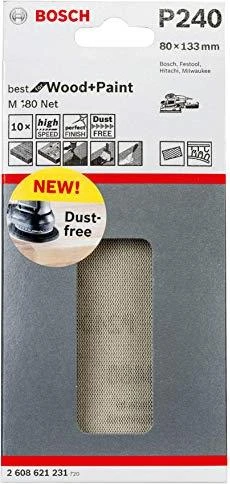 Bosch Professional M480 Best for Wood and Paint Gewebeschleifblatt K150, 80x133mm, 10 Stück
