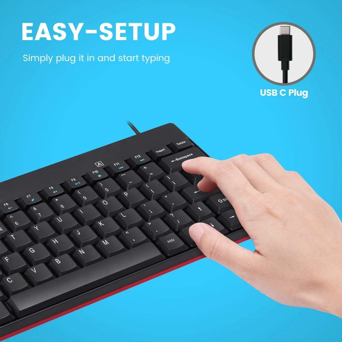 Perixx Periboard-422 Mini-C Keyboard, schwarz, USB, US