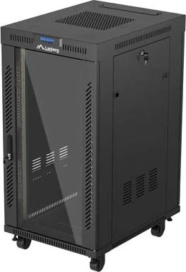 Lanberg 19" Rackschrank 22HE, LCD, freistehend, Flat Pack, V2, Glastür, IP20, RAL 9004, 800mm tief