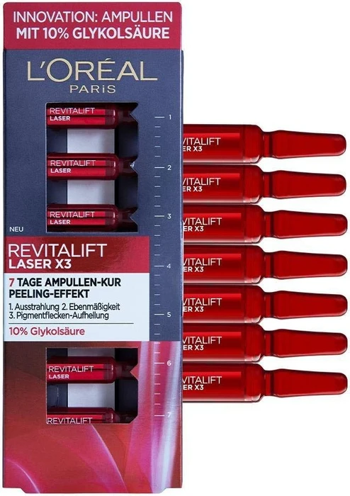L'Oréal Revitalift Laser X3 10% Glykolsäure Ampullen, 7 Stück