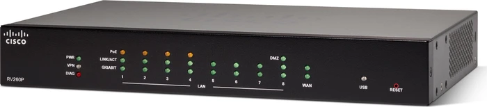 Cisco RV260P Gigabit Router, 9x RJ-45, 1x SFP, PoE+