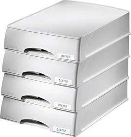 Leitz Plus Briefablage mit Schublade, A4, grau, 4er-Pack