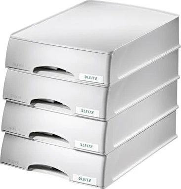 Leitz Plus Briefablage mit Schublade, A4, grau, 4er-Pack