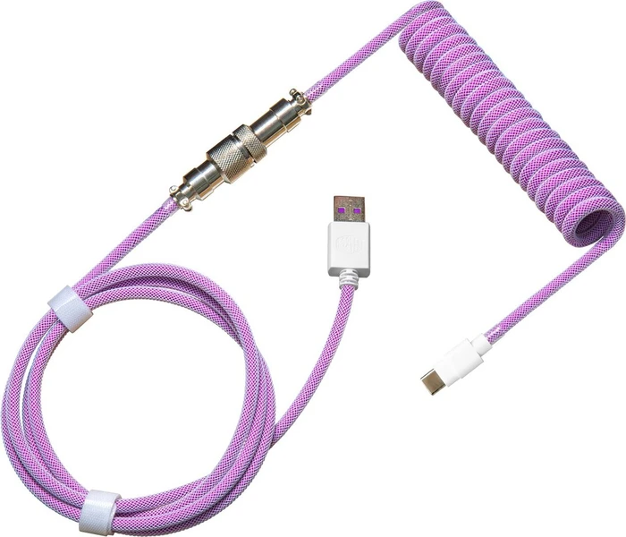 Cooler Master Coiled Cable USB-C auf USB-A, Tastaturkabel (Spiral-Textilkabel), 1.5m, Dream Purple