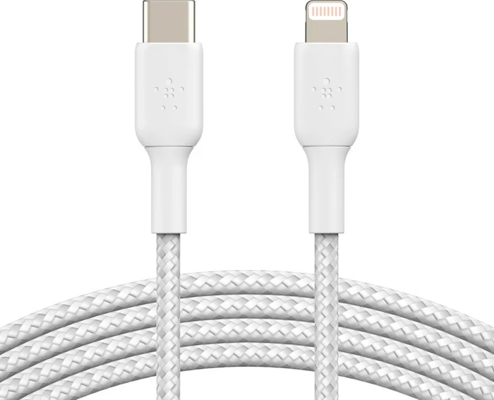 Belkin BoostCharge Braided USB-C to Lightning Cable 2.0m weiß