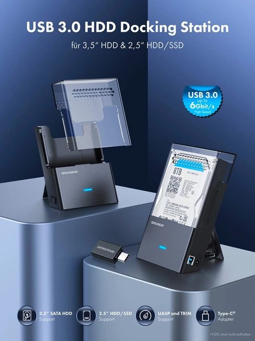 Graugear G-3502-AC USB 3.0 Docking Station, 2.5"/3.5", USB-B 3.0
