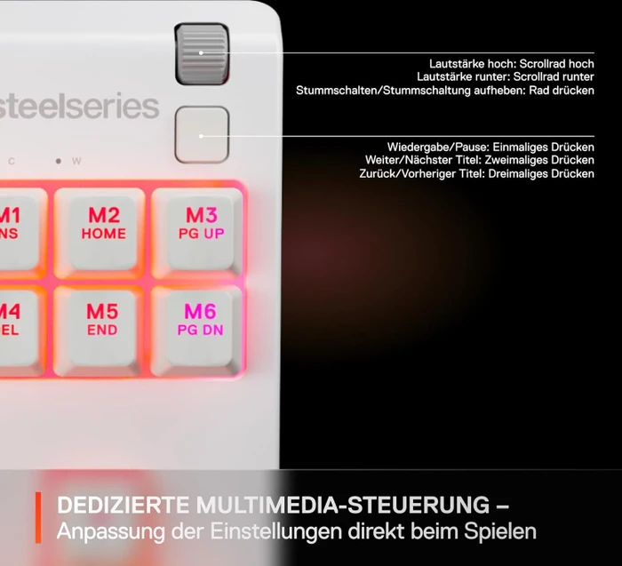 SteelSeries Apex 3 TKL, weiß, LEDs RGB, USB, ND