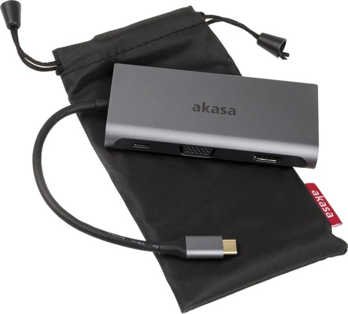 Akasa 9-in-1 Dock, USB-Hub, Dual-Slot-Cardreader, USB-C 3.0 [Stecker]