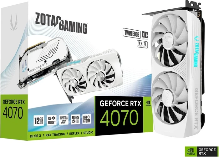 Zotac Gaming GeForce RTX 4070 Twin Edge OC White Edition, 12GB GDDR6, HDMI, 3x DP