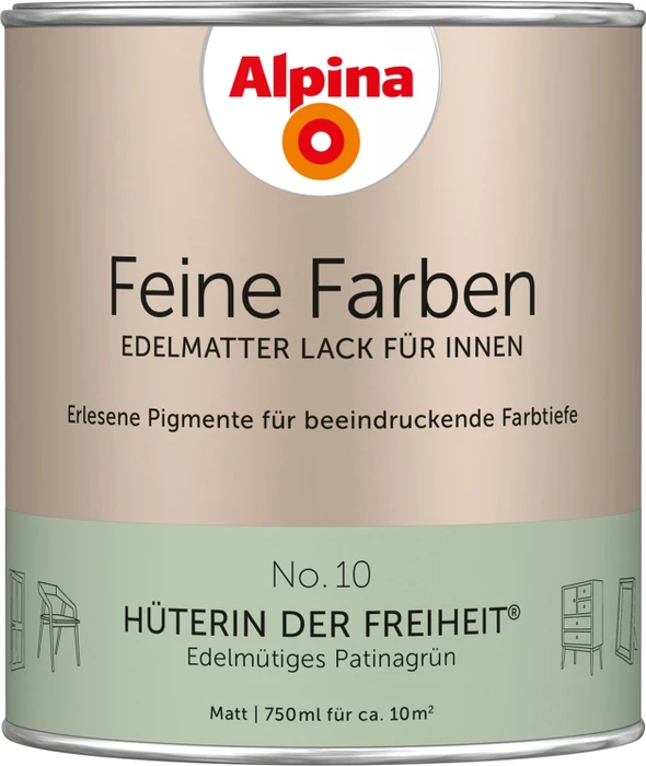 Alpina Farben Feine Farben Lack No. 10 Hüterin der Freiheit innen patinagrün edelmatt, 750ml