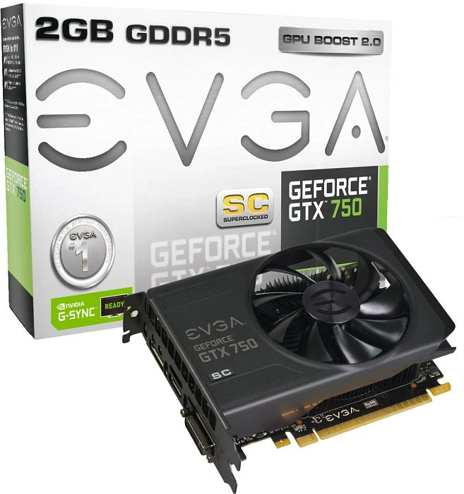 EVGA GeForce GTX 750 Superclocked, 2GB GDDR5, DVI, HDMI, DP