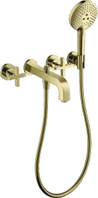 Hansgrohe Axor Citterio 3-Loch Wannenkombination mit Kreuzgriffen und Rosetten polished brass