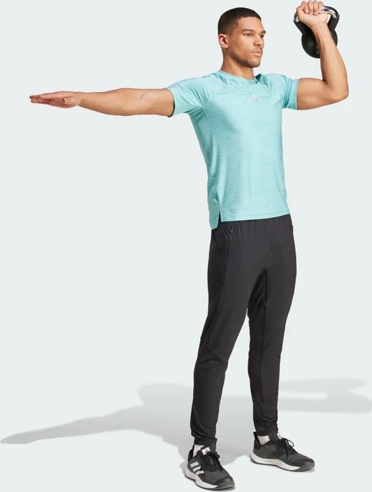 adidas Gym+ Training 3-Streifen Funktionsshirt kurzarm mint tone mel (Herren)