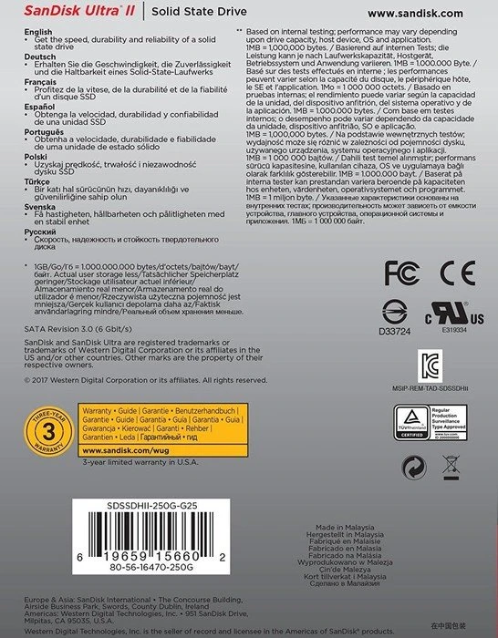 SanDisk Ultra II 250GB, 2.5" / SATA 6Gb/s