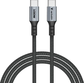 Verbatim Sync & Charge USB-C Kabel, USB 2.0, 480Mb/s, 100W PD 3.0/QC 3.0, USB-C Stecker auf USB-C Stecker, schwarz, 1.2m (31846)