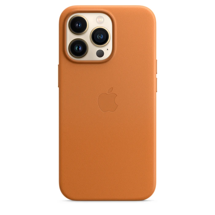 Apple Leder Case mit MagSafe für iPhone 13 Pro goldbraun