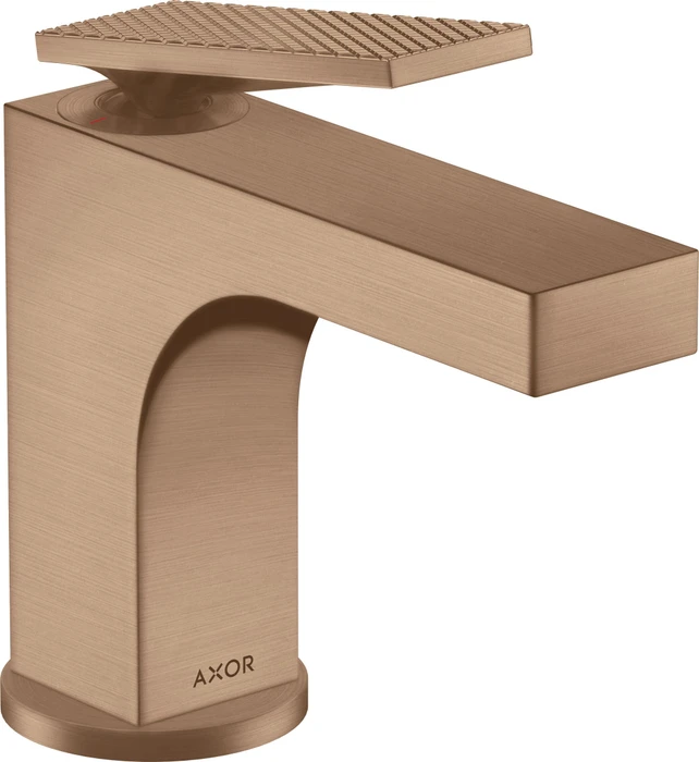 Hansgrohe Axor Citterio 90 Waschbeckenarmatur mit Hebelgriff Ablauffernbedienung und Rautenschliff brushed red gold