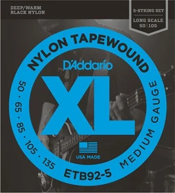 D'Addario XL Nylon Tapewound 5-Sring Bass Medium, Long Scale
