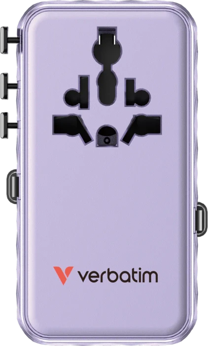 Verbatim Charge 'n' Travel GaN III Universal-Reiseadapter 70W violett