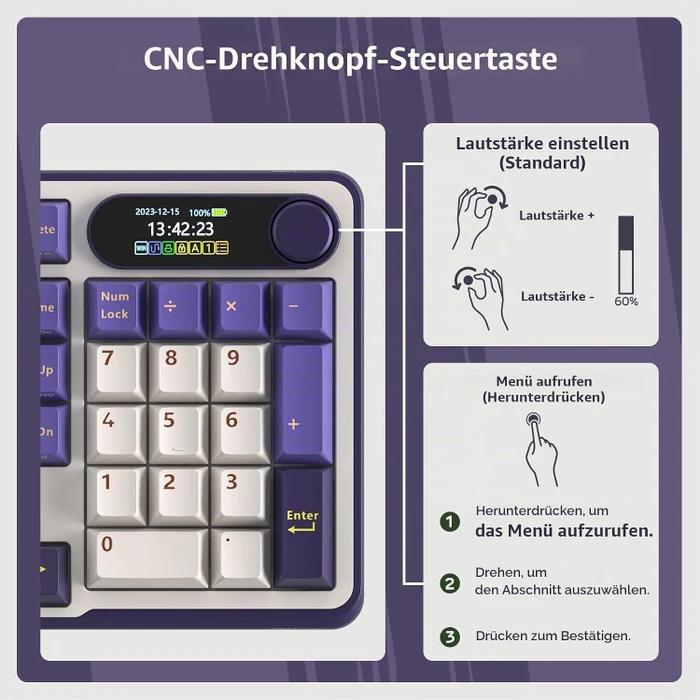 RK Royal Kludge S98, Lavendel Lila, 96%, hot-swap, RK Silent Purple, USB/Bluetooth, US