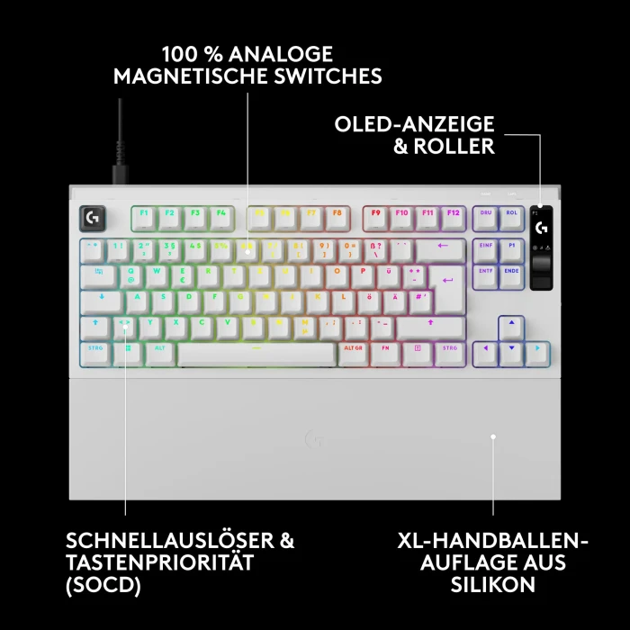 Logitech G PRO X2 TKL Rapid, weiß, KS-20 Magnetic Analog, USB, EN