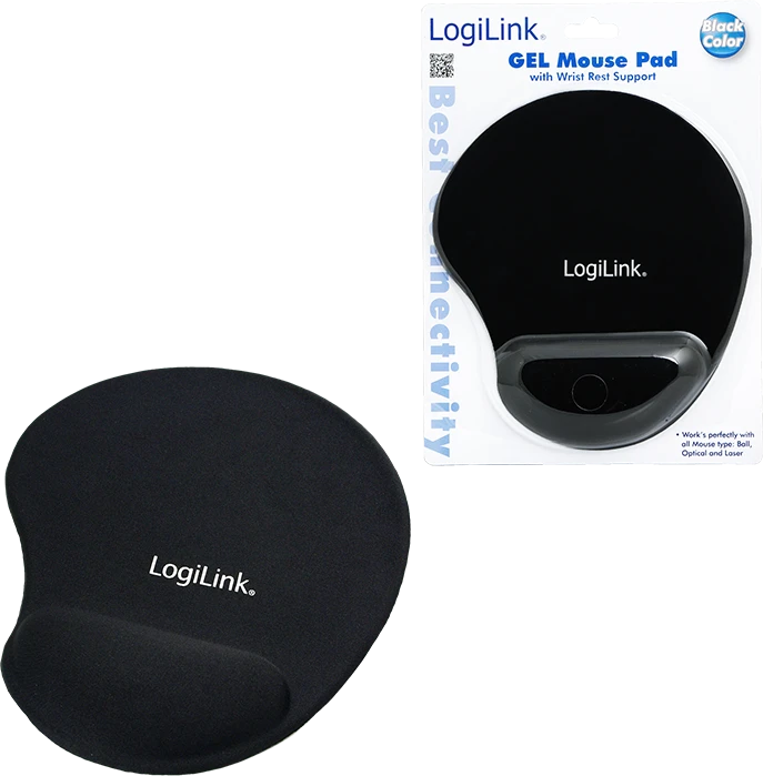 LogiLink Mauspad mit Silikon Gel Handauflage, schwarz