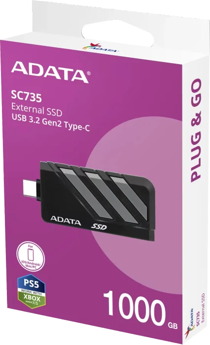 ADATA SC735, schwarz, 1TB, USB-C 3.1