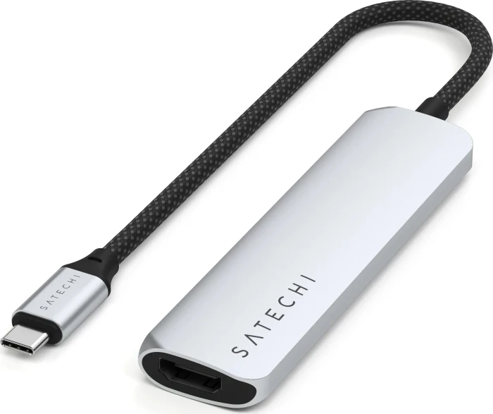 Satechi 4-in-1 Slim Multiport Adapter, silber, USB-C 3.1 [Stecker]
