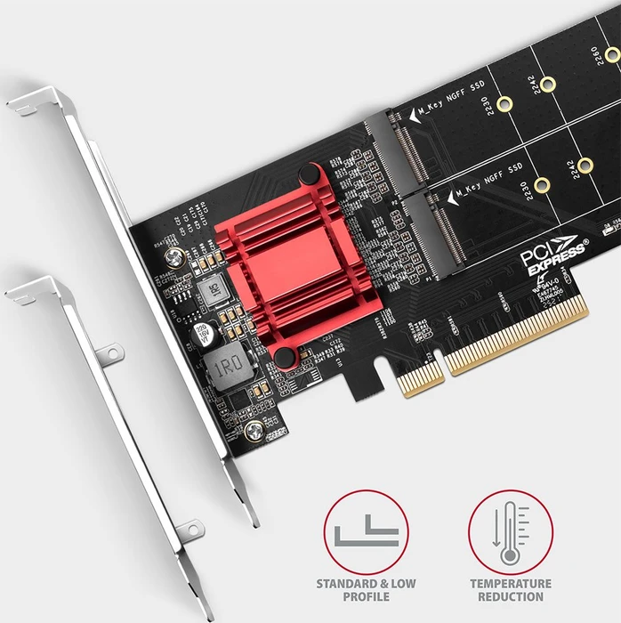 Axagon PCIe -> 2x M.2 PCIe, PCIe 3.0 x8