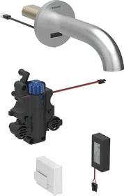 Geberit Piave Waschtischarmatur mit Batteriebetrieb und Thermostatmischer 17cm für UP-Funktionsbox edelstahloptik gebürstet easy-to-clean-beschichtet