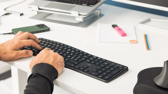 BlueBuilt Kabellose Tastatur, schwarz, USB, DE