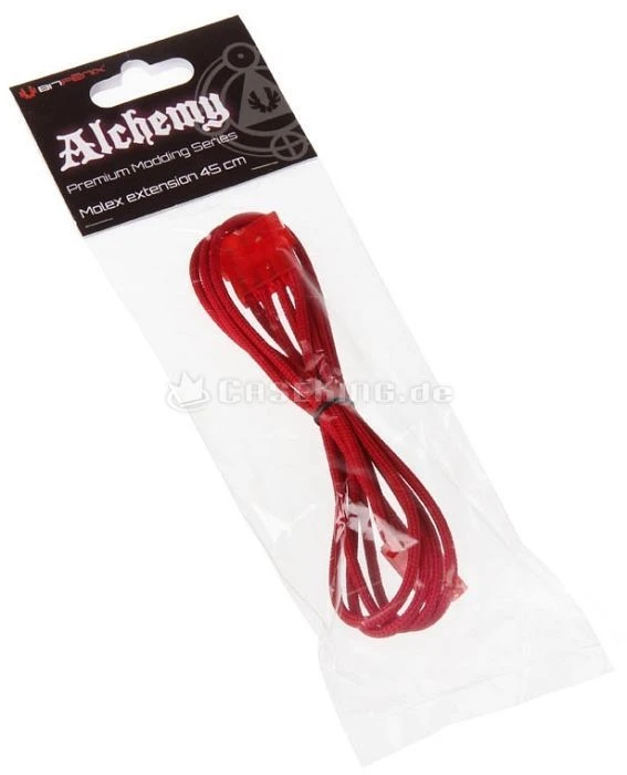 BitFenix Alchemy 4-Pin Molex Verlängerung 45cm, sleeved rot/rot