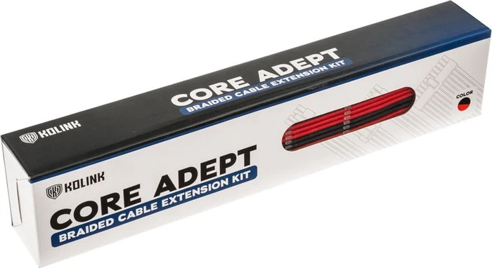 Kolink Core Adept Braided Cable Extension Kit, Black/Red