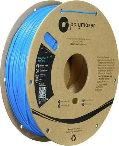 Polymaker PolyFlex TPU95, blau, Spule, 1.75mm, 750g