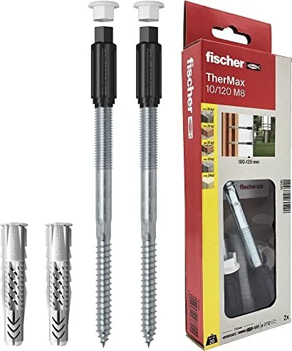 fischer TherMax 10/120 M8 (2) Abstandsmontagesystem Schrauben/Dübel-Sortiment, 2 Stück