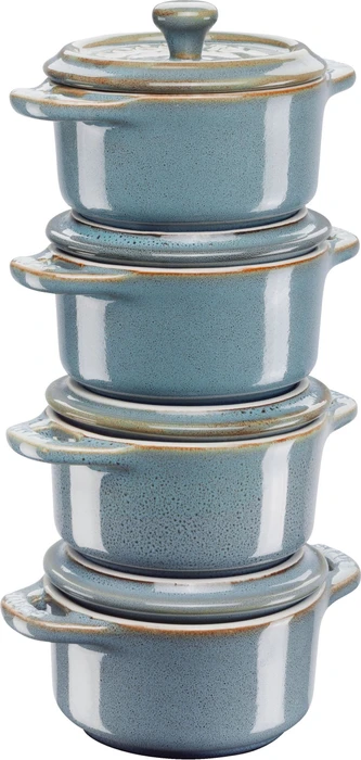 Zwilling Staub Ceramique Mini Cocotte Schmortopf 10cm antik-türkis, 4 Stück