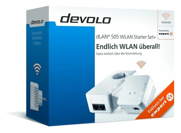 devolo dLAN 505 WLAN Starter Set+, Powerline/WLAN-Access Point und Powerline-Adapter Set, 2er-Bundle