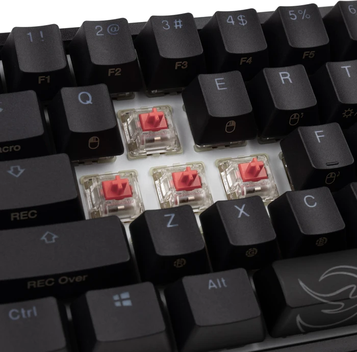 Ducky One 2 Pro Mini, PBT, schwarz, LEDs RGB, MX SILENT RGB RED, USB, DE