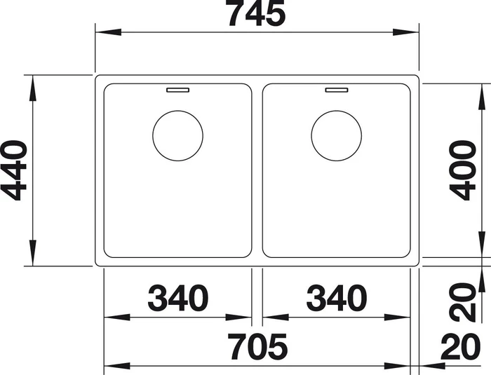Blanco Andano 340/340-U InFino Unterbau Doppelspüle mit Ablauffernbedienung edelstahl