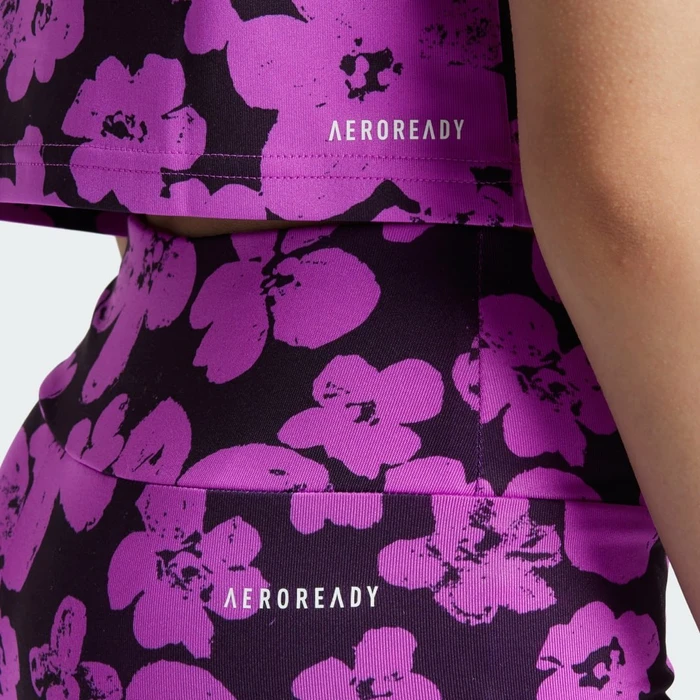 adidas Train Essentials Seasonal Printed High Waisted Hose 7/8 aurora black/purple burst (Junior)