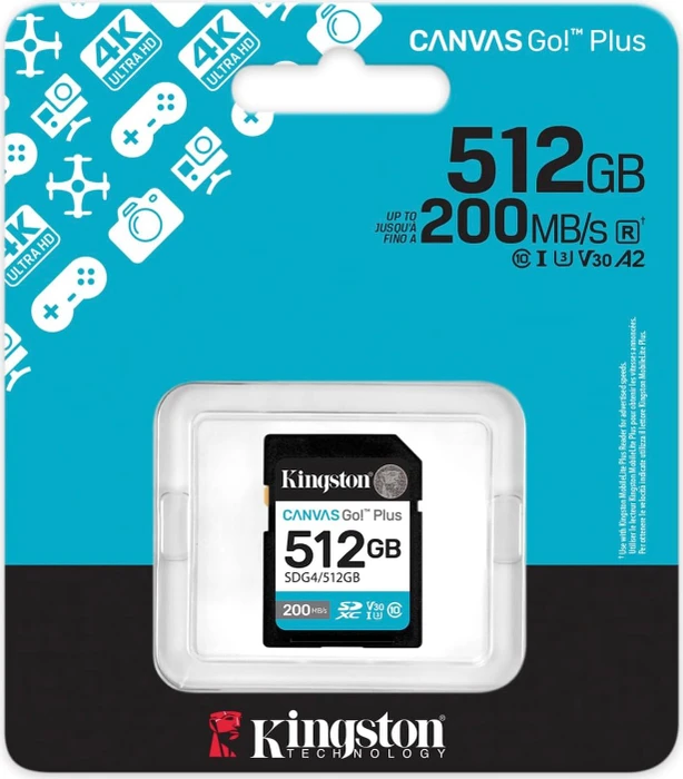 Kingston Canvas Go! Plus Gen4 R200/W160 512GB, UHS-I U3, Class 10
