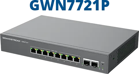 Grandstream GWN7721 Series Rackmount 2.5G Managed Switch, 8x RJ-45, 2x SFP+, 130W PoE+
