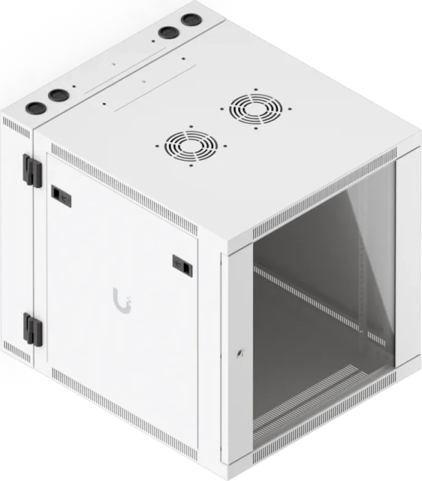 Ubiquiti 12U Rack Cabinet, 19" Wandgehäuse 12HE, Glastür, weiß, 703mm tief