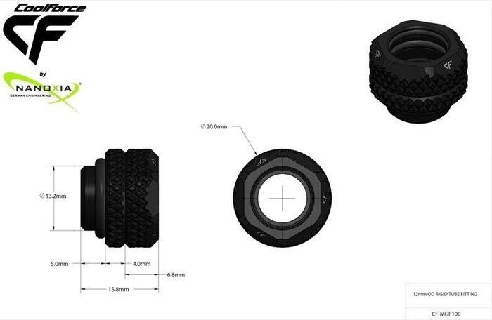 Nanoxia CF1 Hard Tube Adapter G1/4" auf 10/12mm